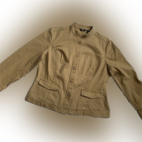 MOSSIMO tan cotton jacket with buttons, large. - Picture 6 of 8